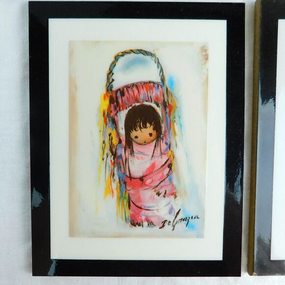 Ted De Grazia Laminated Lot of 5, The Love Plaque Vintage Southwest Art 5.5x7 - Picture 2 of 16